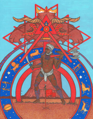 Telos Tarot of 777 Two of Wands